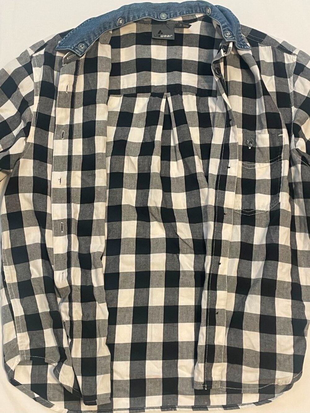 LIZ WEAR Women’s Black/White Plaid Button Up, Size M - Picture 6 of 8